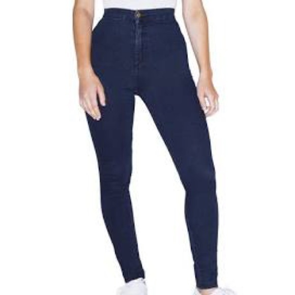 American Apparel Navy Velveteen High Waist Pants Size M - Picture 1 of 8